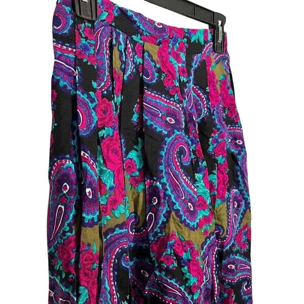 Random USA Made Vintage NWT Midi Pleated Paisley Purple Whimsigoth Skirt sz 10